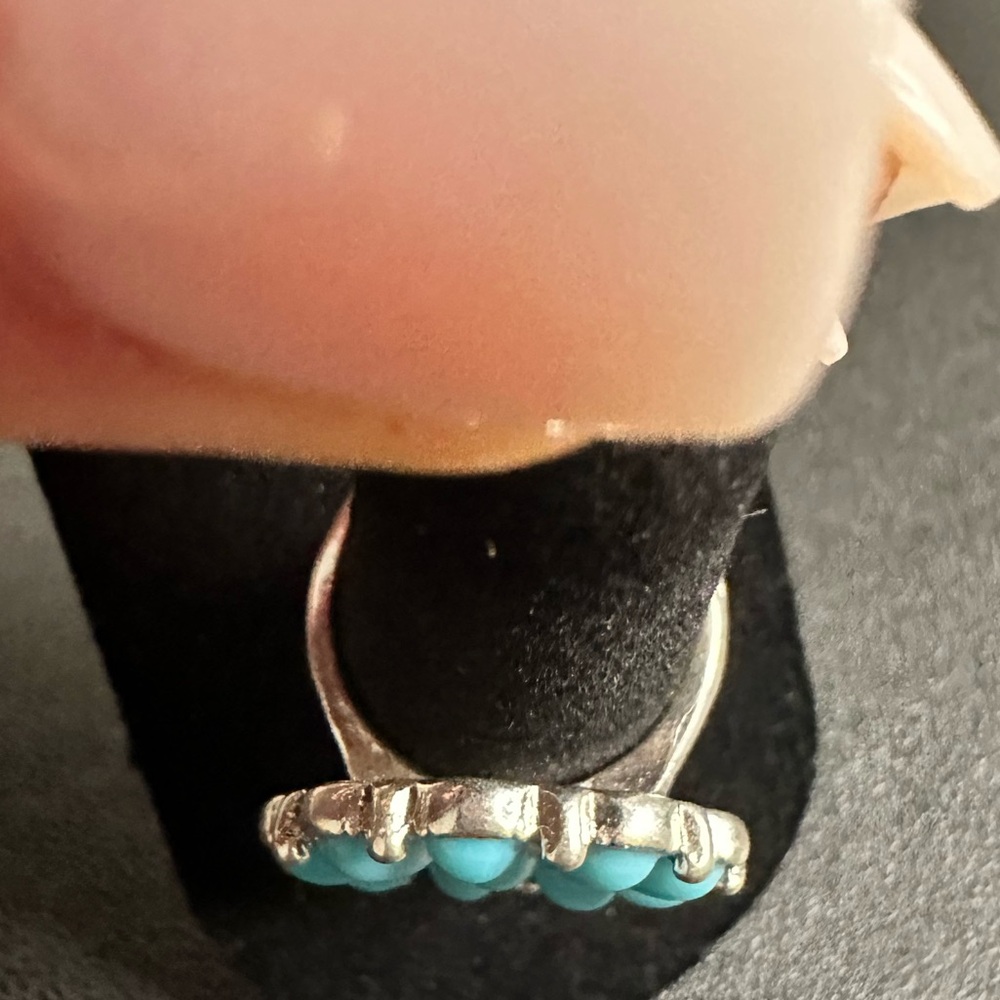 Silver and Turquoise Flower Southwestern Ring 6 - Picture 7 of 7